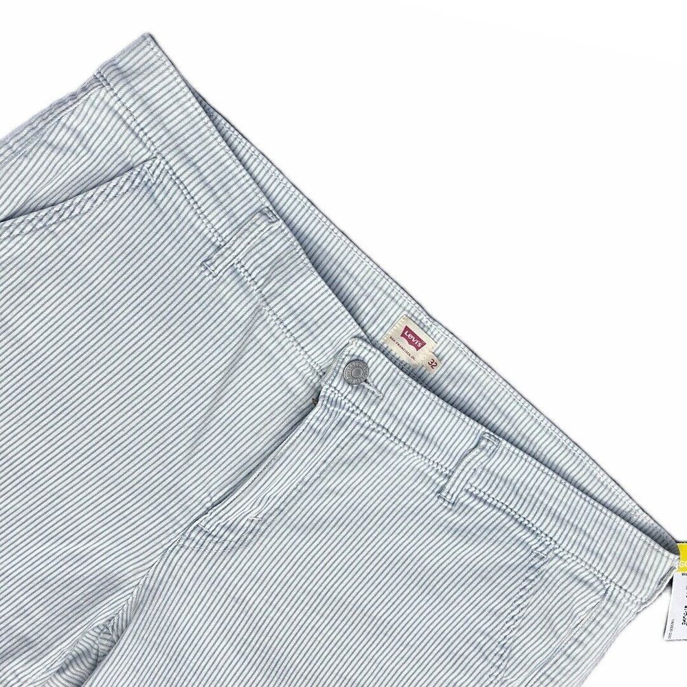 Levi's White Blue Cuffed Railroad Stripe‎ Shorts Stretch Cotton Women's Size 32 - Picture 2 of 7